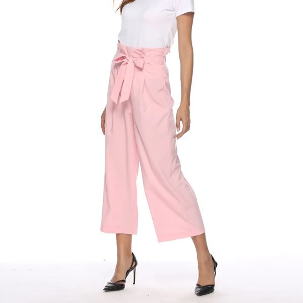 Женские повседневные брюки с высокой талией широкие женские бантиком до