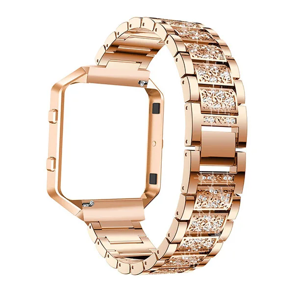 Rose gold Ремешок для часов из нержавеющей стали для Fitbit Blaze, сменный металлический чехол с браслетом из горного хрусталя, ремешок для часов - Цвет ремешка: Rose gold