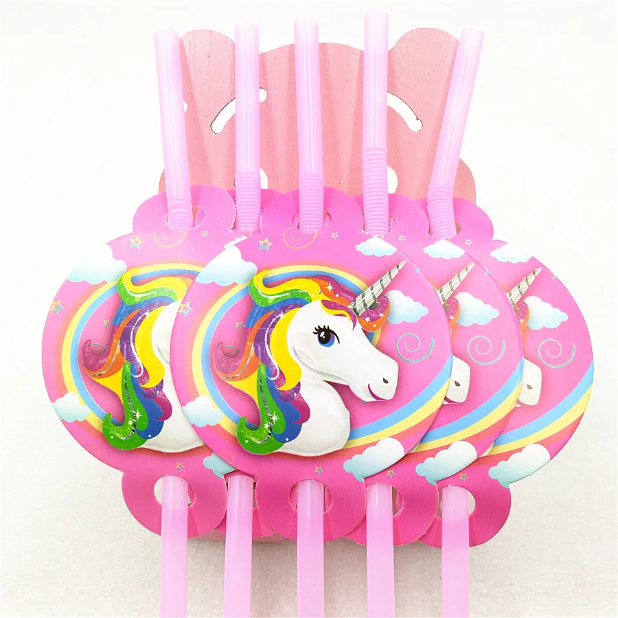 Питьевые соломинки 10 шт./лот в виде единорога принадлежности для вечерние