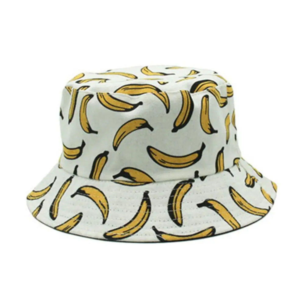 Рыбацкая Кепка для мужчин и женщин Двусторонняя Ношение банан печать