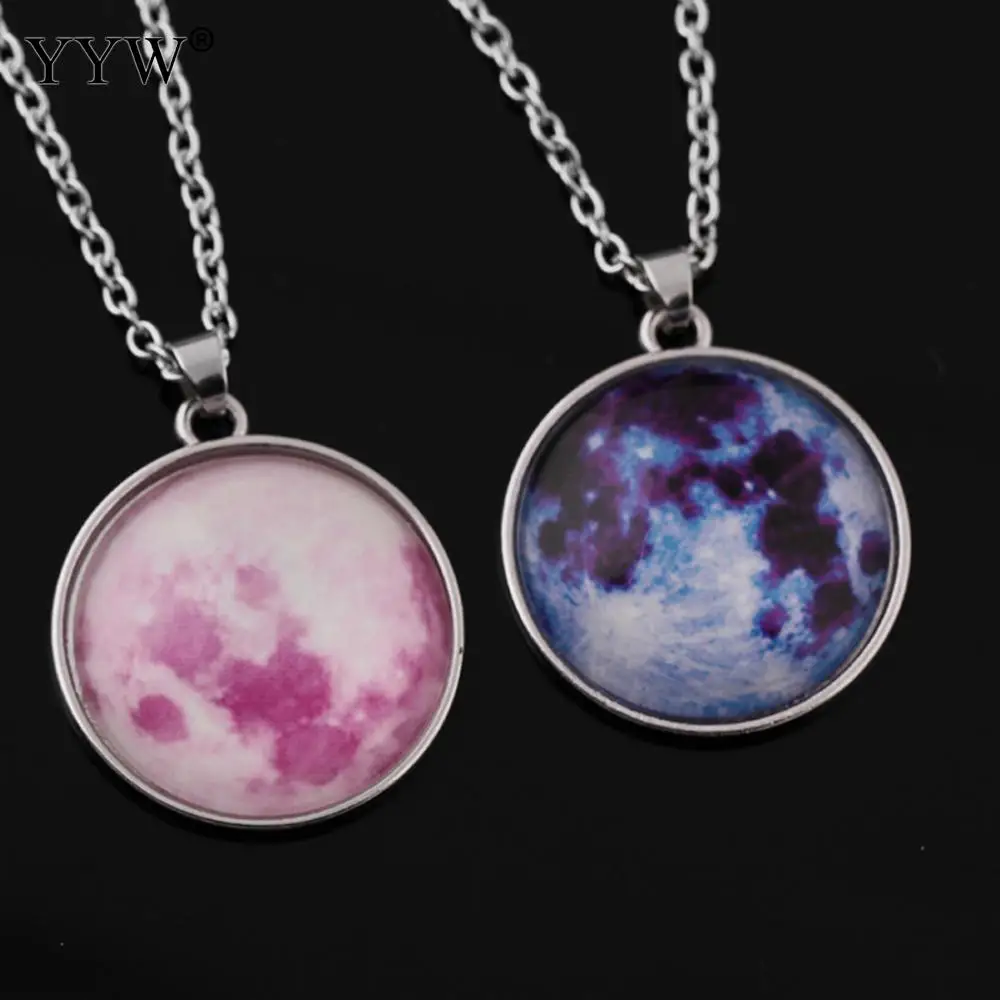 Glass Dome Lunar Eclipse Necklace Luminous Jewelry Full Moon Pendant Glow In The Dark Women Men Gift | Украшения и аксессуары