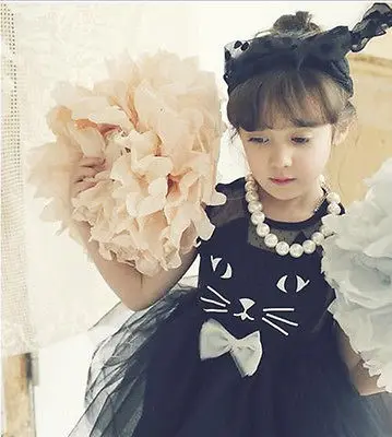 2016 новые повседневные платья для маленьких девочек принцесса детские милый кот