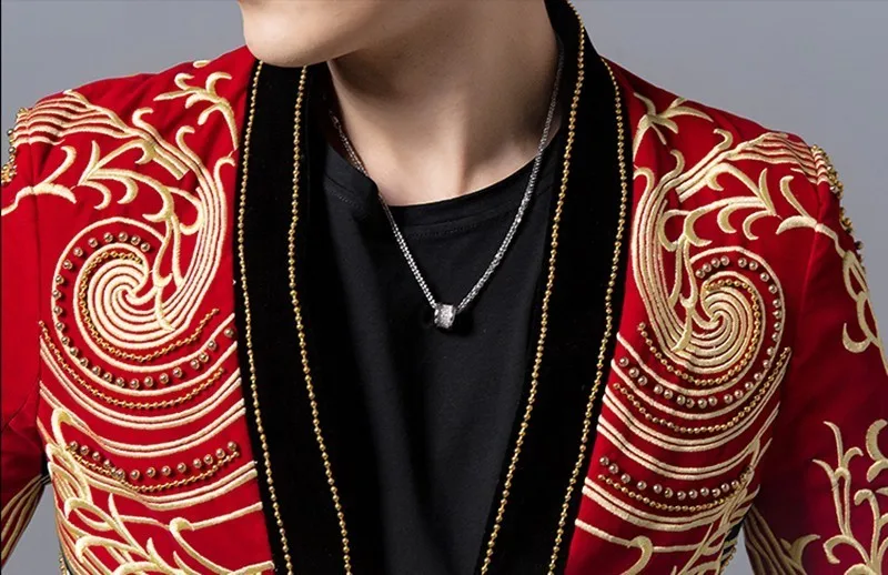 Костюм сценический мужской с вышивкой и бусинами в стиле барокко | Мужская одежда