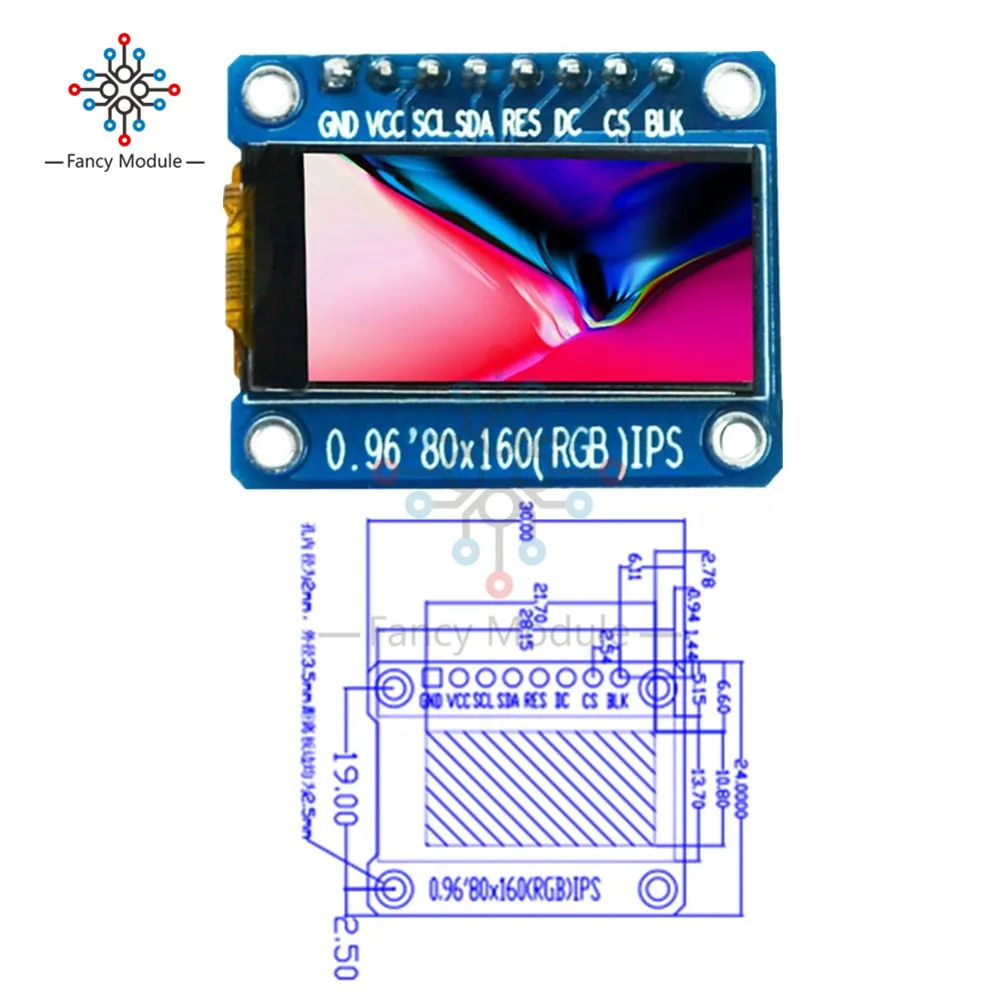 Полноцветный ЖК дисплей IPS 0 96 дюйма 80X160 SPI HD 65K модуль ST7735 Привод IC 80*160 3 В интерфейс