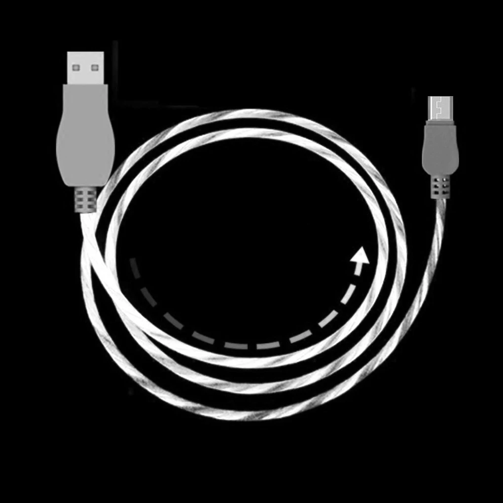 Светодиодный светящийся Micro usb type C кабель для зарядки мобильных телефонов яркая линия передачи данных для iPhone X XR для samsung
