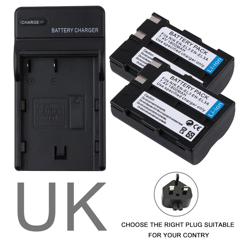 UK EN-EL3, EN-EL3A ENEL3, Аккумулятор для камеры ENEL3A для Nikon D100, D70, D70 Outfit, D70s Set, D50 Set, D100 SLR, D70 SLR - Цвет: UK