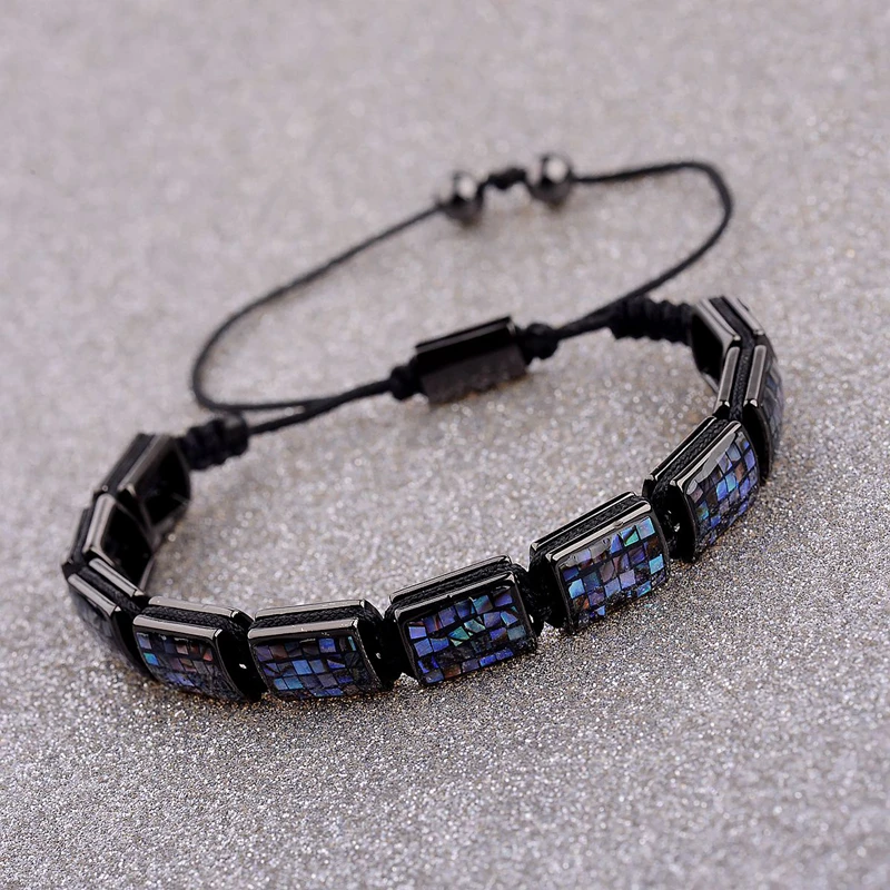 Женский браслет Amader квадратный из абалона с шариками 10 мм AB1241|bracelets for|beads bracelets for