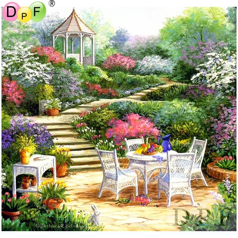 

DPF Алмазная вышивка пейзаж Сад алмазная живопись вышивка крестиком Стразы мозаика полный квадратный Декор для дома