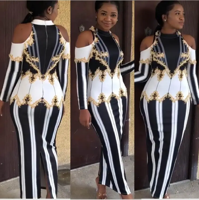 Женское элегантное роскошное модное платье в африканском стиле осенне зимнее с