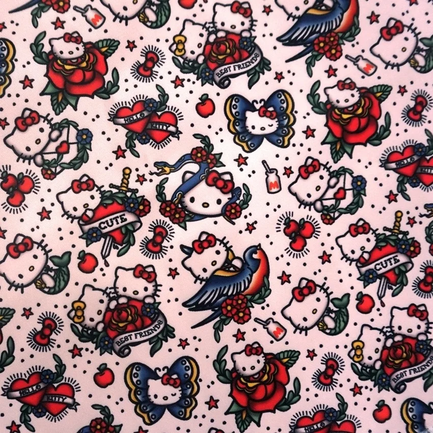 Японский хлопок полиэфирная саржа ткани материал мультяшная ткань с надписью