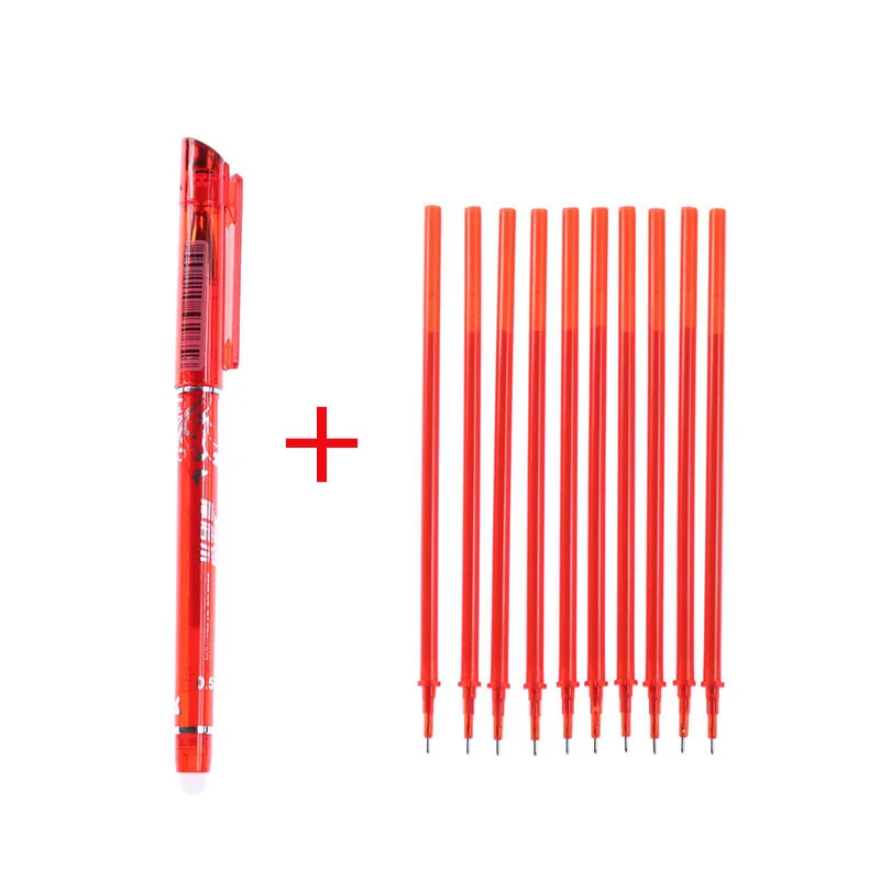 11pc red Перезаписываемые заправки 20 комплектов/набор офисных гелевых ручек 0,5 мм стираемая Волшебная синяя ручка/черные чернила Обучающие канцелярские инструменты для письма - Цвет: 11pc red