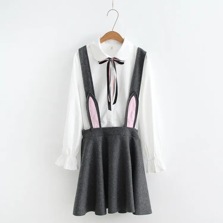 autumn winter women girls skirts schoolgirls wool rabbit sharp skirt Thickening A-line embroidery mini Strap warm | Женская одежда