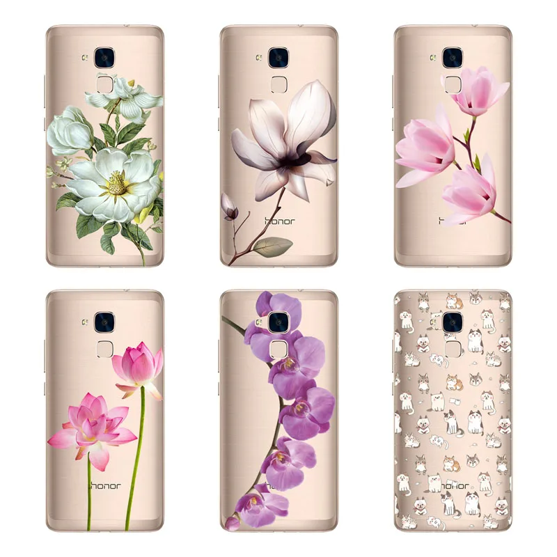Чехол для huawei honor 7 lite силиконовый черный мягкий чехол из ТПУ с цветочным рисунком