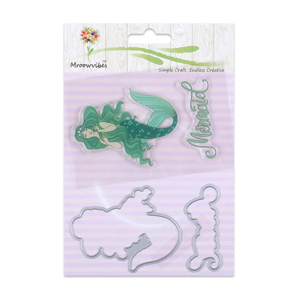 Mermaid Transparent Clear Silicone Stamp/Seal With Cutting Dies Frame for DIY scrapbooking Decorative | Дом и сад