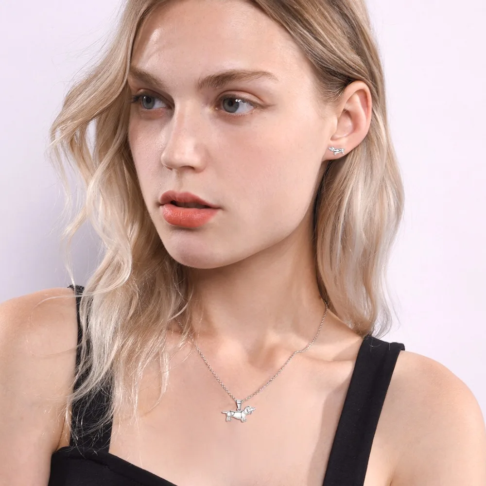 SILVERCUTE стерлингового серебра 925 ожерелье с таксой для женщин ювелирные изделия из