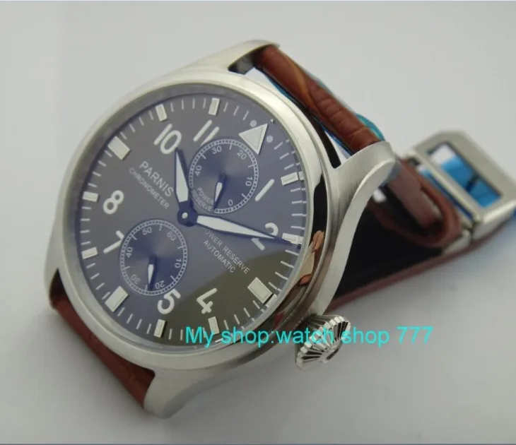 Мужские часы PARNIS ST2530 автоматические механические с черным циферблатом 47 мм|watch