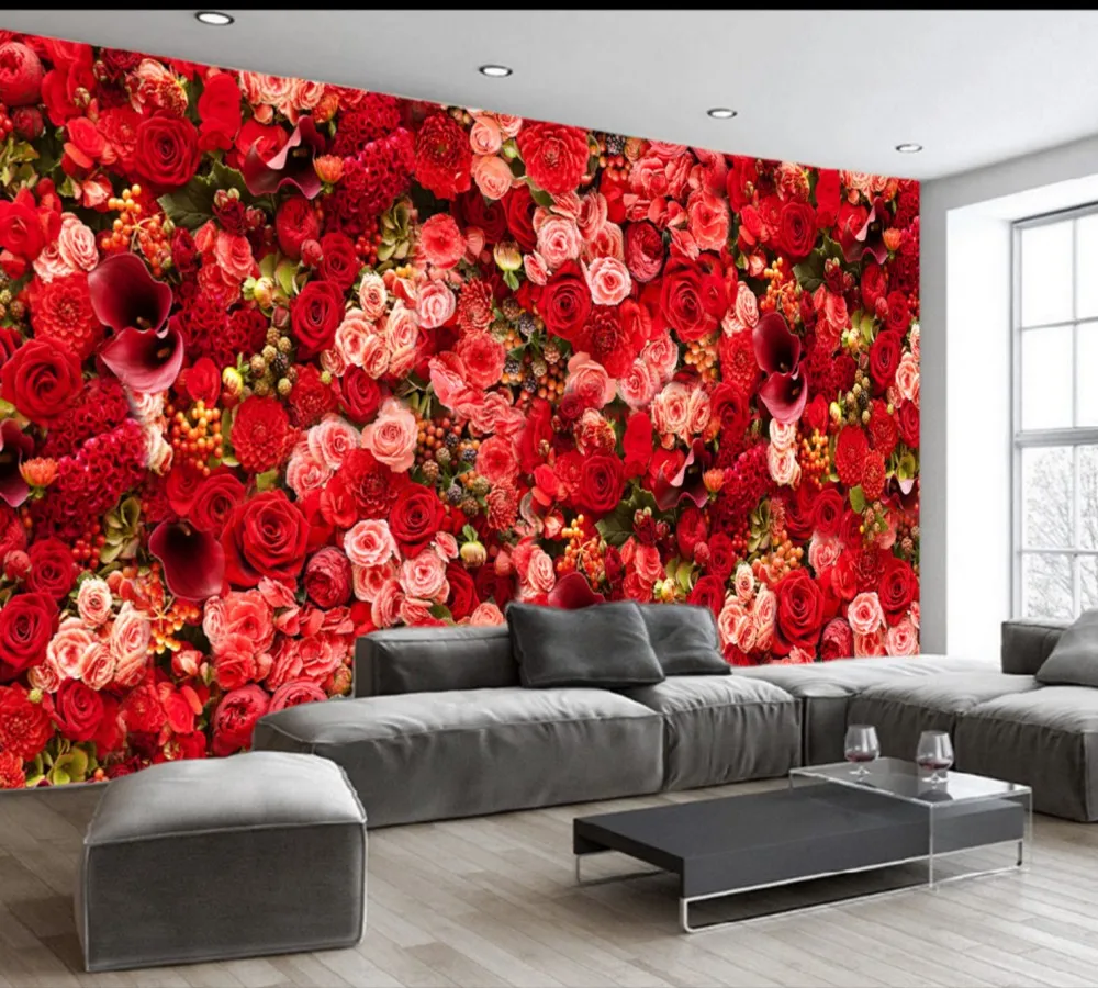 Дропшиппинг цветастые обои с красной розой и морем для вечеринок на День святого