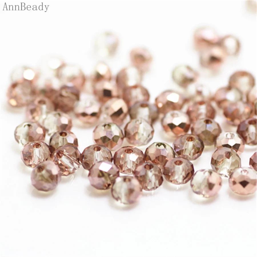 Red copper AnnBeady, одноцветные, зеленые, 3*4 мм, 145 шт, Rondelle, австрийские граненые Хрустальные стеклянные бусины, свободные разделительные бусины для изготовления ювелирных изделий - Цвет: Red copper