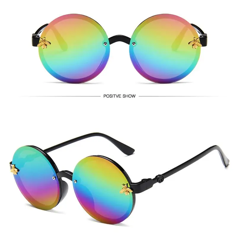 Детские солнцезащитные очки круглой изящной маленький солнцезащитные очки Украшенные пчелами UV400 Пластик спортивные солнцезащитные очки для маленьких девочек очки для мальчиков Óculos