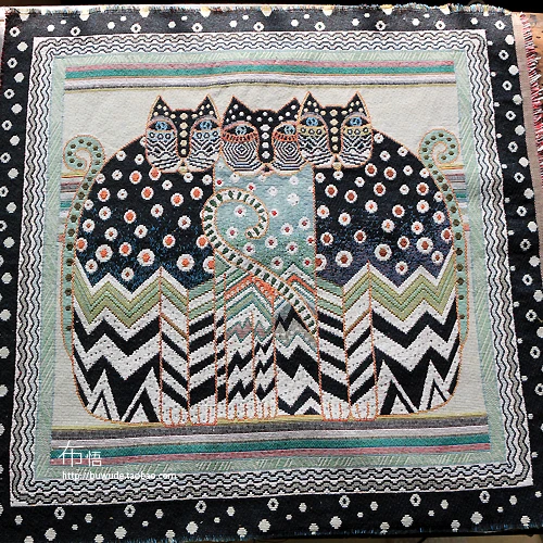 Хлопковая жаккардовая ткань с рисунком кошки и национального ветра подушка для