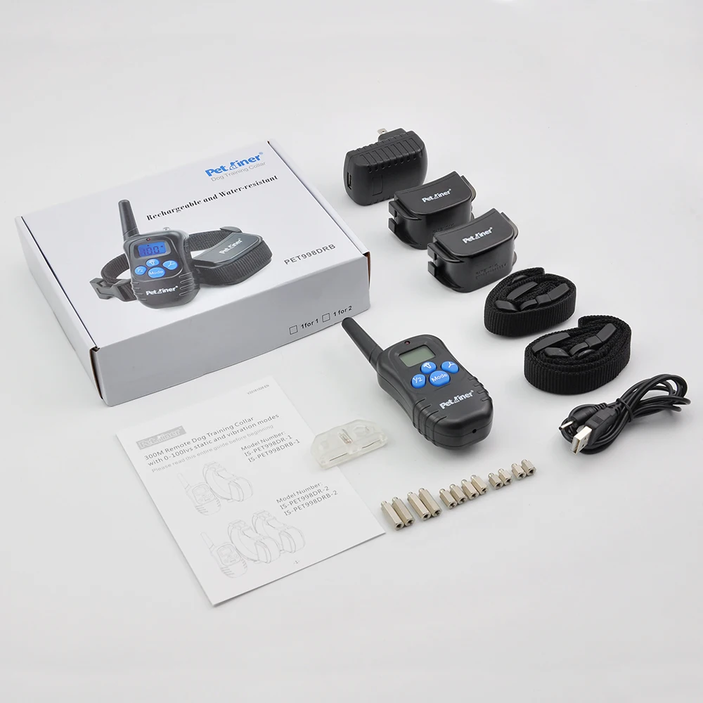 Petrainer 998DRB-2 Remote Control Dog Collar Silicone Button Electric Pet Training Shock For 2 Dogs | Дом и сад