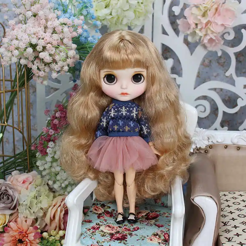 Complete set of doll Кукла Blyth, 1/6, шарнирное тело, новинка, ручная роспись, матовое лицо, белая кожа, костюм куклы 30 см, DIY BJD, SD игрушки, подарок с ручной группой AB - Цвет: Complete set of doll