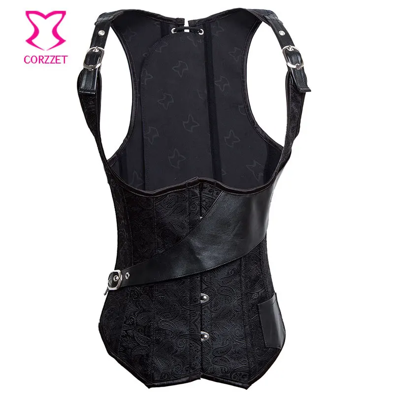 Черный корсет майка в стиле стимпанк|underbust corset vest|corset vestunderbust |
