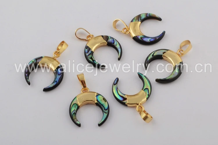 10PCS Horn Pendants BOROSA 5/10 шт. Новое поступление; Американская Спортивная куртка; ушка кулон рога Полумесяца Подвеска из натуральной раковины Цепочки и ожерелья ювелирные изделия для женщин G1768 G1769 - Окраска металла: 10PCS Horn Pendants