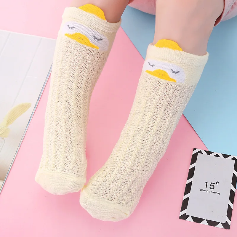 Summer thin duck Милые детские носки с рисунком лисы, кошки, стерео носки с ушками, хлопковые нескользящие милые гетры до колена, унисекс, для девочек и мальчиков, Mei Infantil, детская одежда - Цвет: Summer thin duck