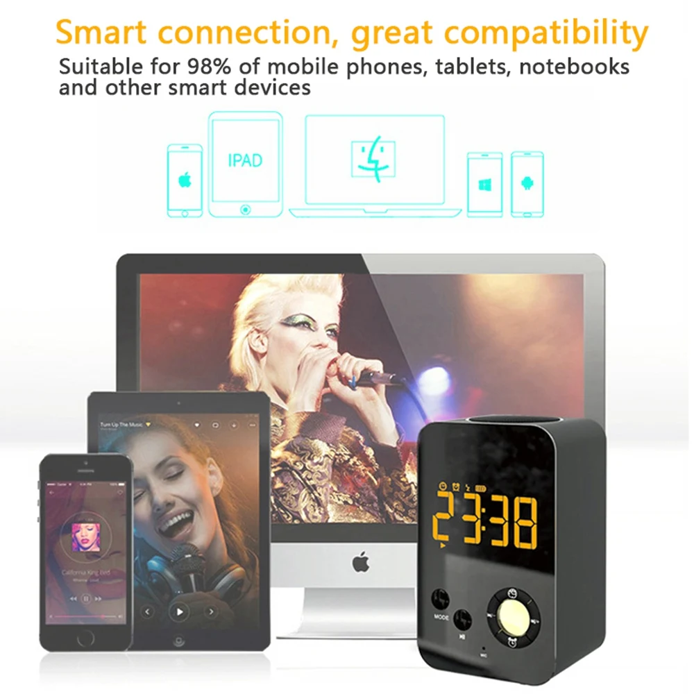 Мини Bluetooth динамик с FM ночным светом LED макияж зеркало функциональная поддержка AUX