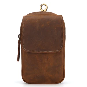 Мужская поясная сумка из натуральной кожи, маленький кошелек из воловьей кожи с крючком для ног, чехол для сигарет и телефона