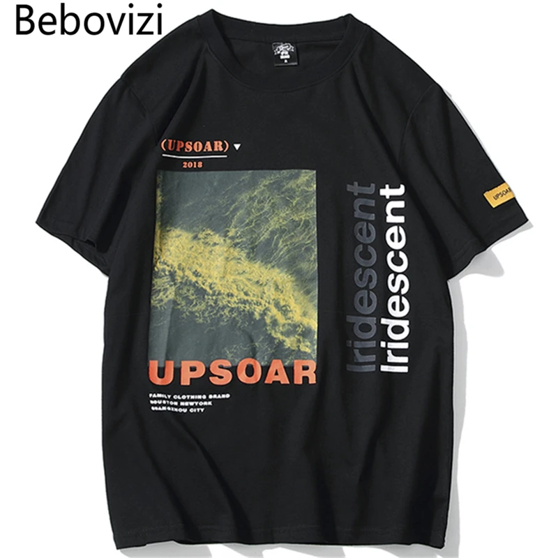 Футболки Bebovizi с рисунком снизу уличная одежда 2019 мужские повседневные фонарики в
