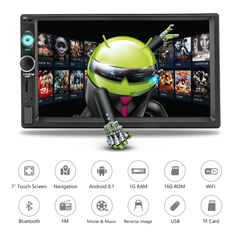 Jansite 7 &quot2 din автомагнитола Android 8 1 плеер цифровой сенсорный экран Bluetooth
