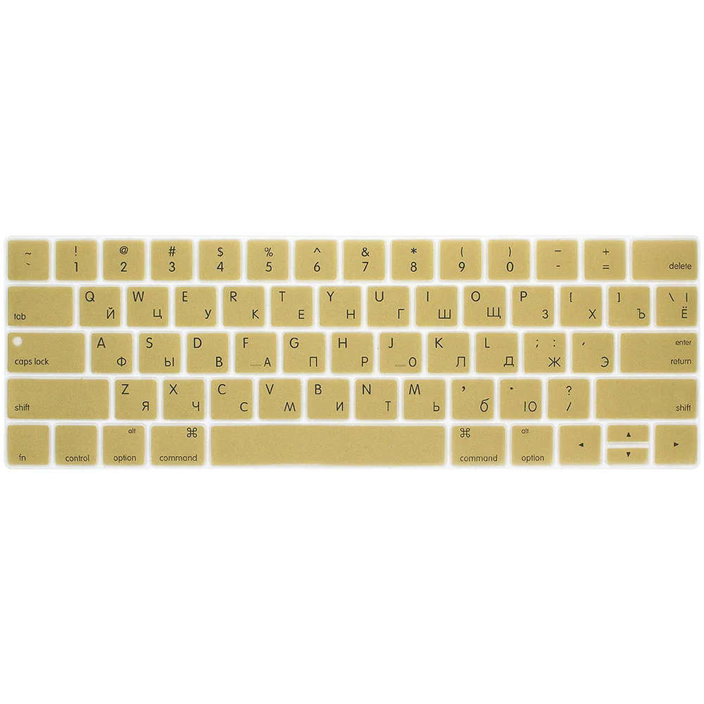 Русская клавиатура чехол для Mac Book 13 15 дюймов с сенсорной панелью A1706 A1707 A1989 1990 Клавиатура для ноутбука Чехлы цветная пленка для клавиатуры - Цвет: Золотой