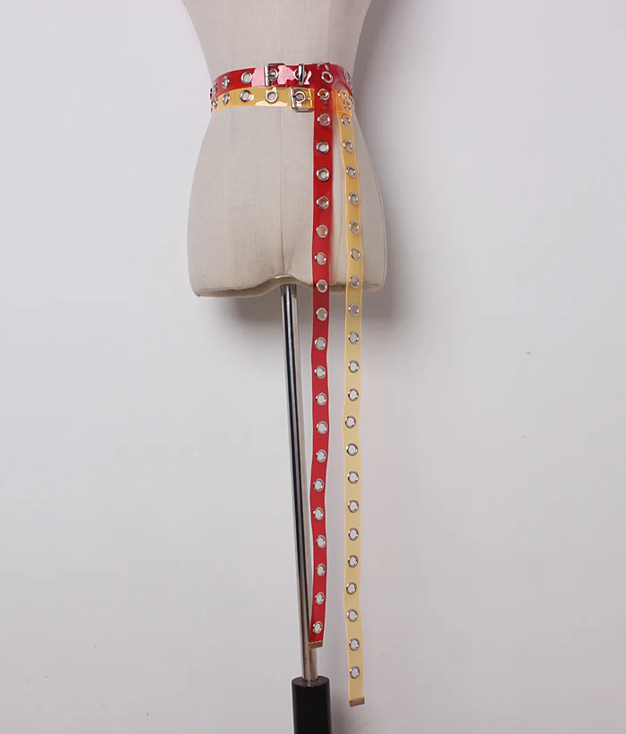 Модный длинный кожаный дизайнерский ремень ручной вязки с заклепками из ПВХ