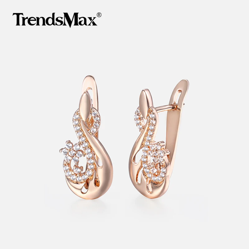 Кольцо с фианитом серьги для женщин 585 розовое золото шпильки женские украшения