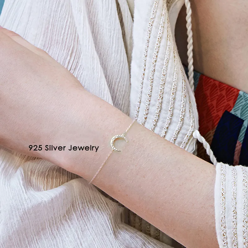 CC Stailess Steel Bracelets For Women Trendy Jewelry Moon Adjustable Charm Bracelet Office Romantic Bangles Party Gift CCB053 | Украшения и
