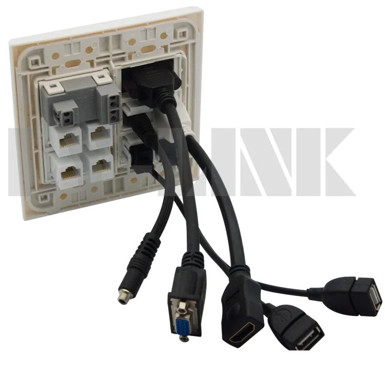 Лицевая панель 120X120 мм VGA HDMI 3 5 аудио USB RJ45 CAT5 и настенная питания переменного тока