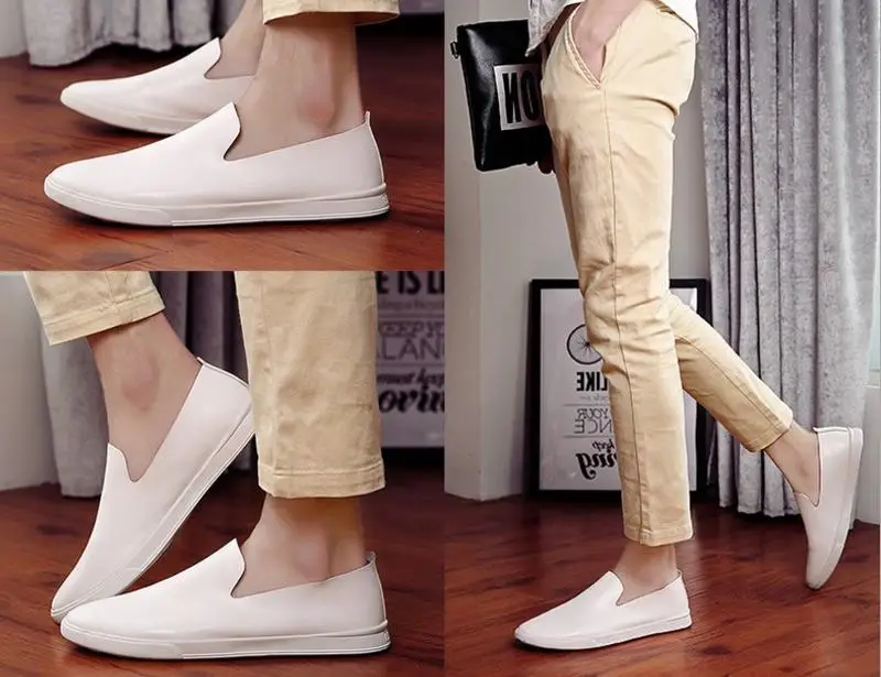 Plus size men shoe fashion platform PU leather flat slip on loafers man casual single shoes zapatillas deportivas zapatos hombre | Обувь