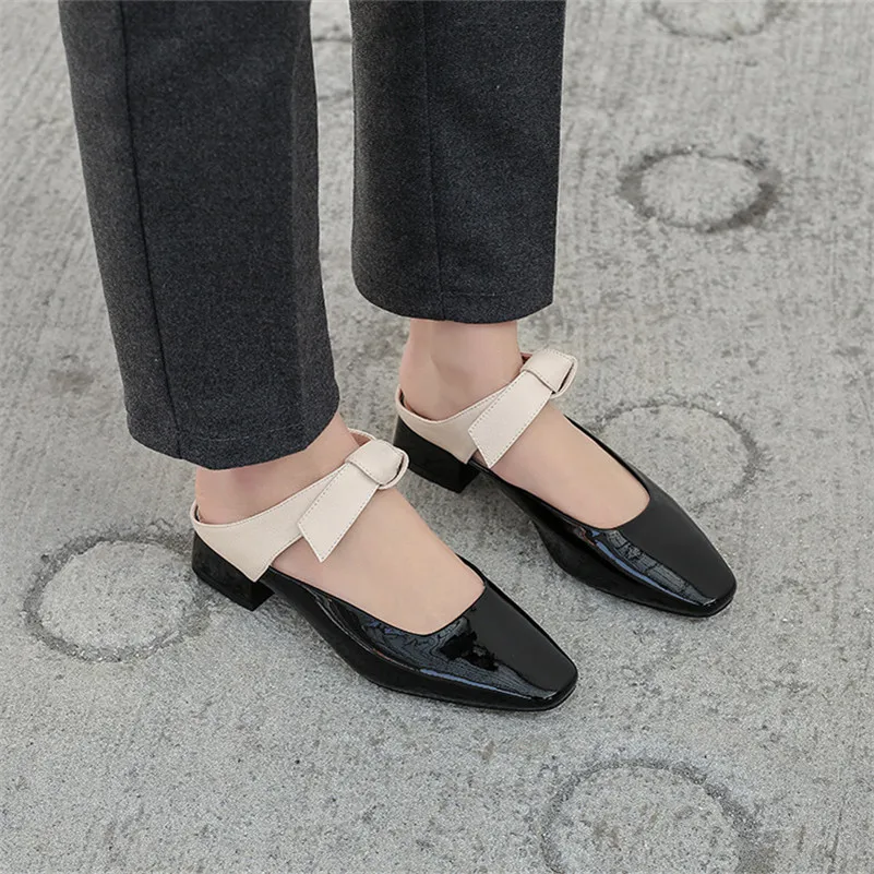 Женские туфли FEDONAS классические римские из натуральной кожи с квадратным носком