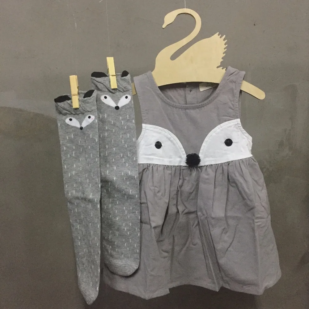 Summer Fox Girls Dresses Kids Cartoon Design Cotton Dress with Leg Warm Suit Set Baby Clothes D0007 | Детская одежда и обувь