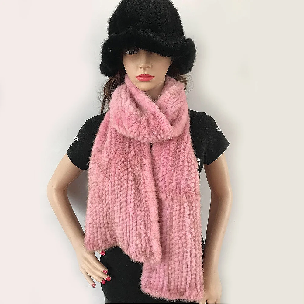Modern fashion Mink Fur Shawl Good Gift 100%natural Real Mink Fur Scarf Winter warm Mink Scarf Hand Knitted Mink Scarf