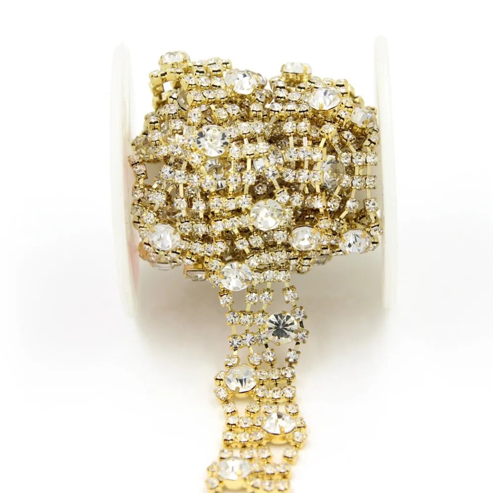 1 ярд серебро/золотой прозрачный горячей фиксации блестящее стекло горный