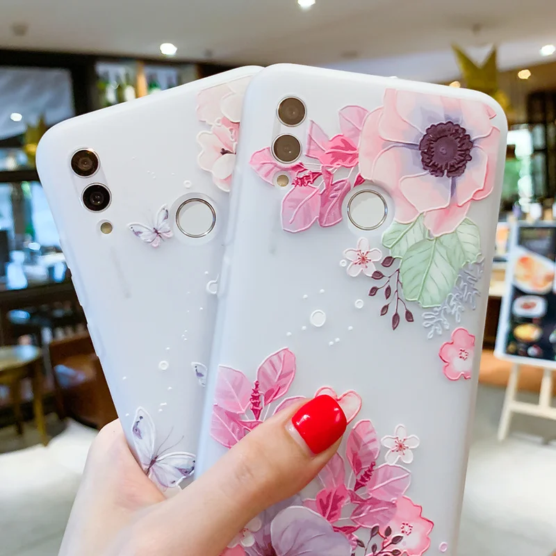 Силиконовый чехол для Huawei P Smart 2019 3D рельефные цветочные чехлы Mate 10 20 Pro P30 P20 Lite