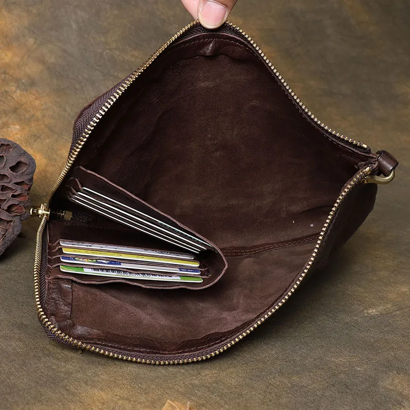 AETOO оригинальный ретро морщинистый короткий клатч на молнии кожаный молнии|clutch