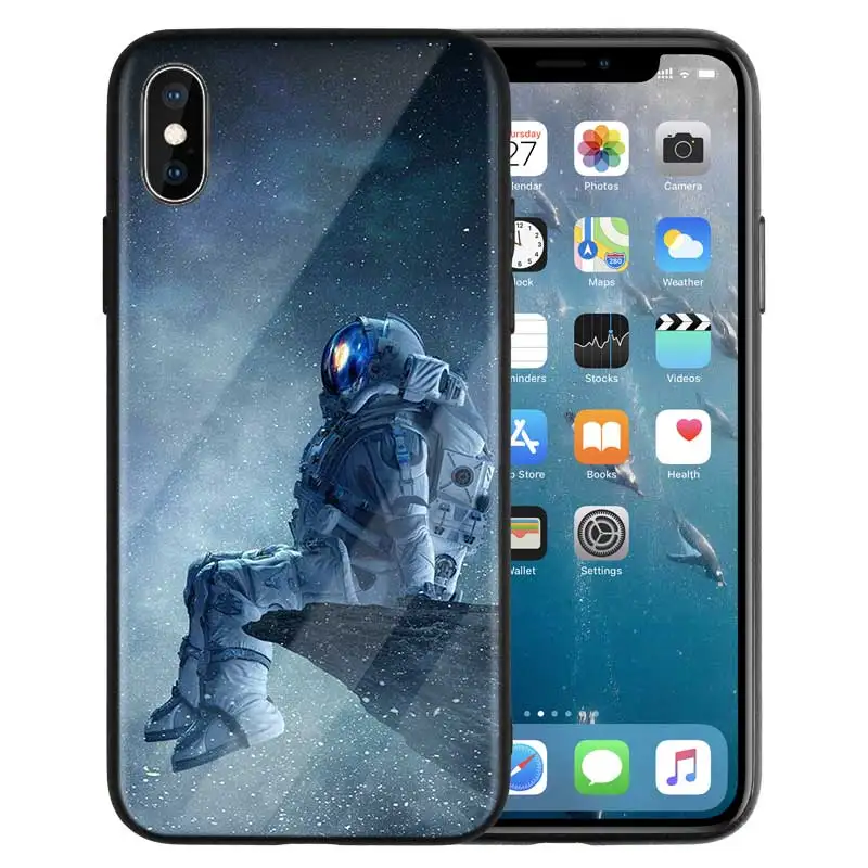05 Забавный чехол с изображением космонавта любви Луны астронавта для iPhone X 7 6 6S 8 Plus, чехол для iPhone 11 11Pro XS MAX XR 7+ 8+ чехол из закаленного стекла - Цвет: 05