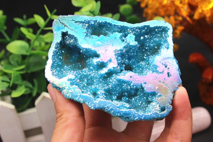 

185 g natural quartz crystal blue ore mark angel halo healed