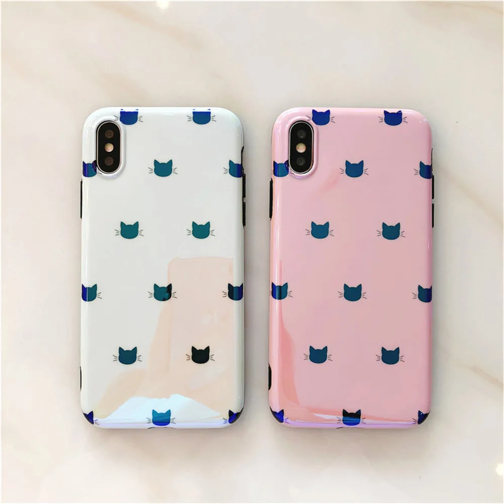 Чехлы для iPhone 7 X Милая мультяшная кошка из мягкого силикона Противоударная