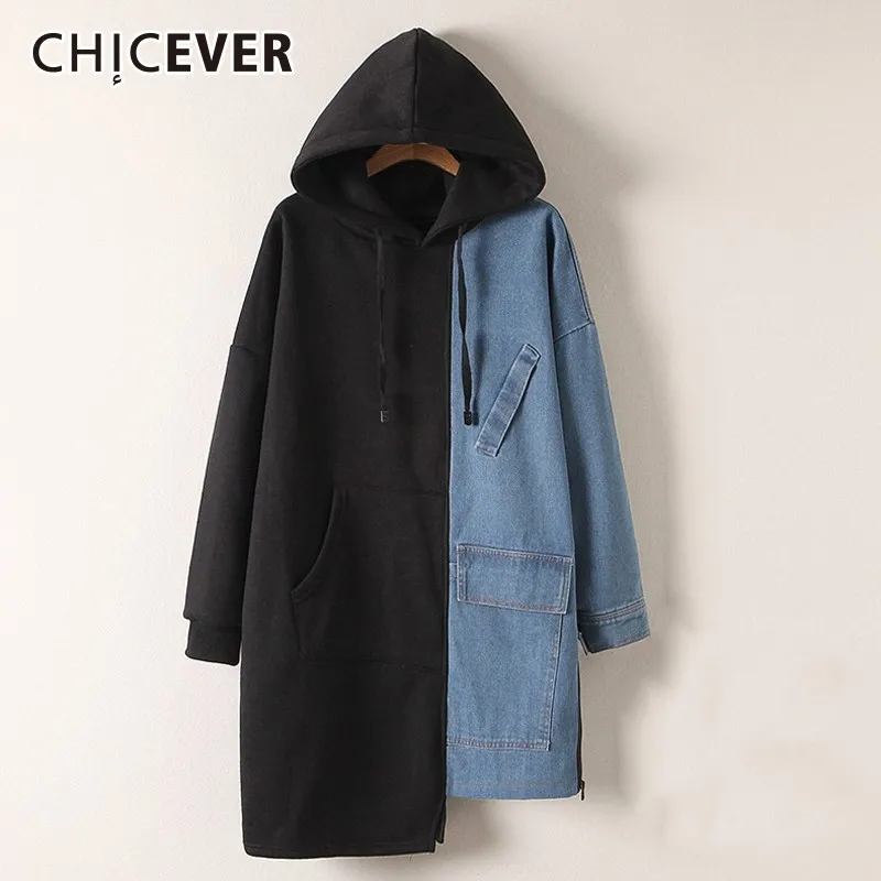 CHICEVER хит цвет Толстовка для женщин толстовки с длинным рукавом Свободные