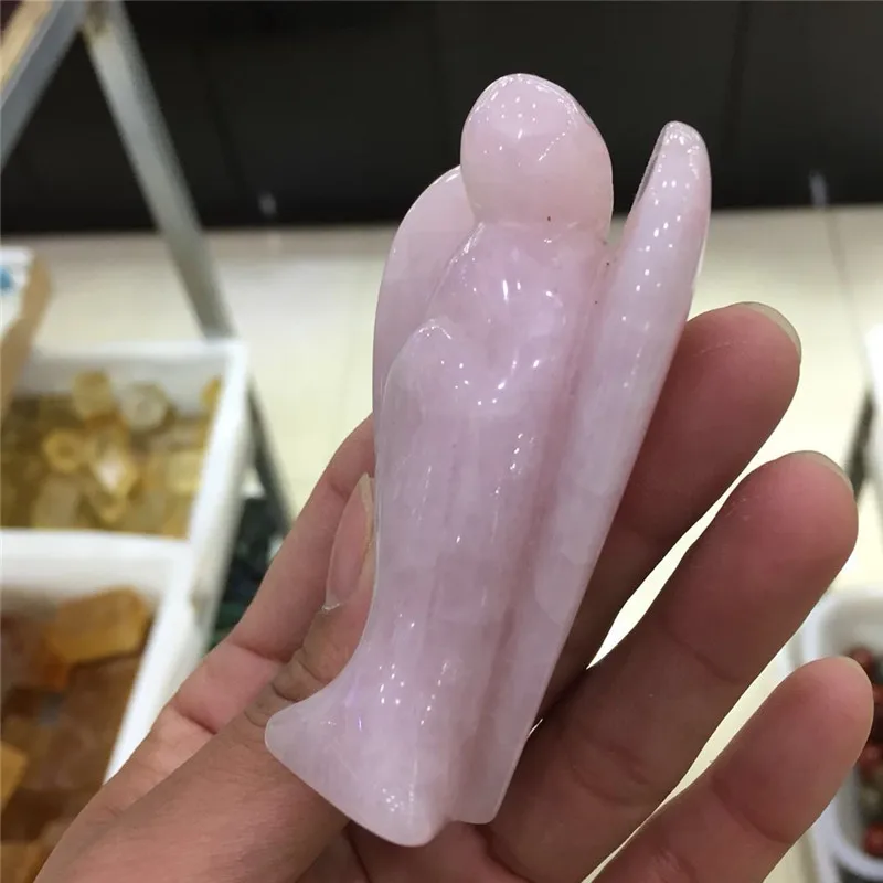 Большой размер Прямая поставка натуральный розовый кварц хрусталь камень ангел
